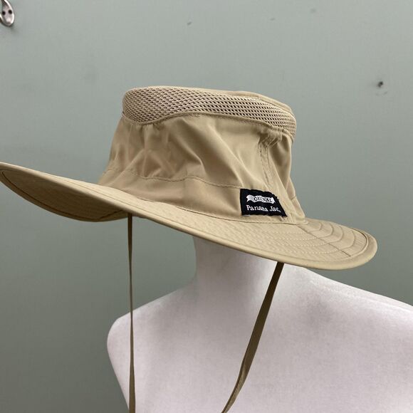 Panama Jack Hat Wide Brim Safari Boonie Mesh Vent Flap Strap Back Tan Mens S/M - Picture 2 of 12
